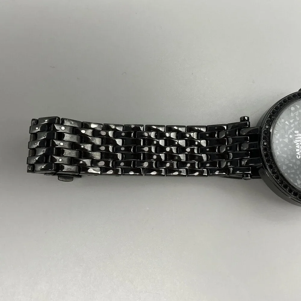 Caravelle New York 45L47 Womens Watch 38mm Black Crystals New Battery 6.75